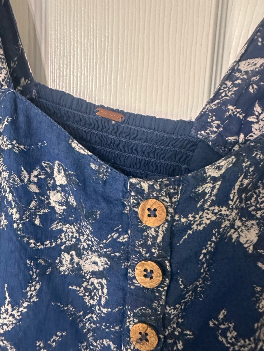 Free People Navy Blue Floral Button-Front Mini Dress - Picture 5 of 8
